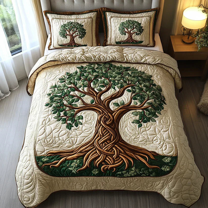 Set di biancheria da letto trapuntata in 3 pezzi - Albero della Vita