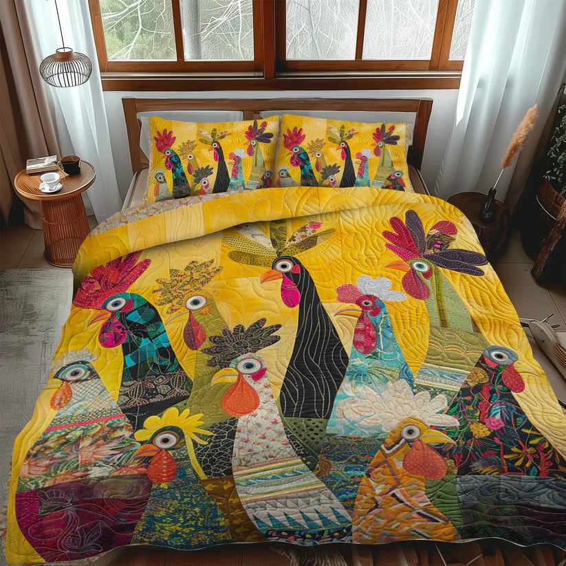 Set di biancheria da letto trapuntata in 3 pezzi - Galli dell'Alba